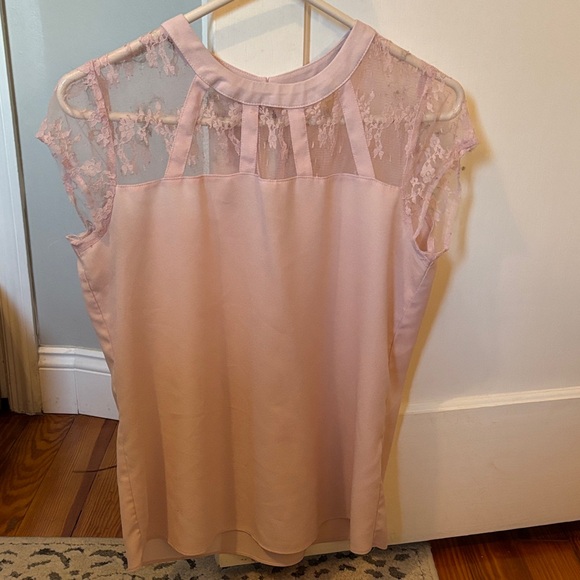 New York & Company Tops - New York & Company Pink Lace Blouse